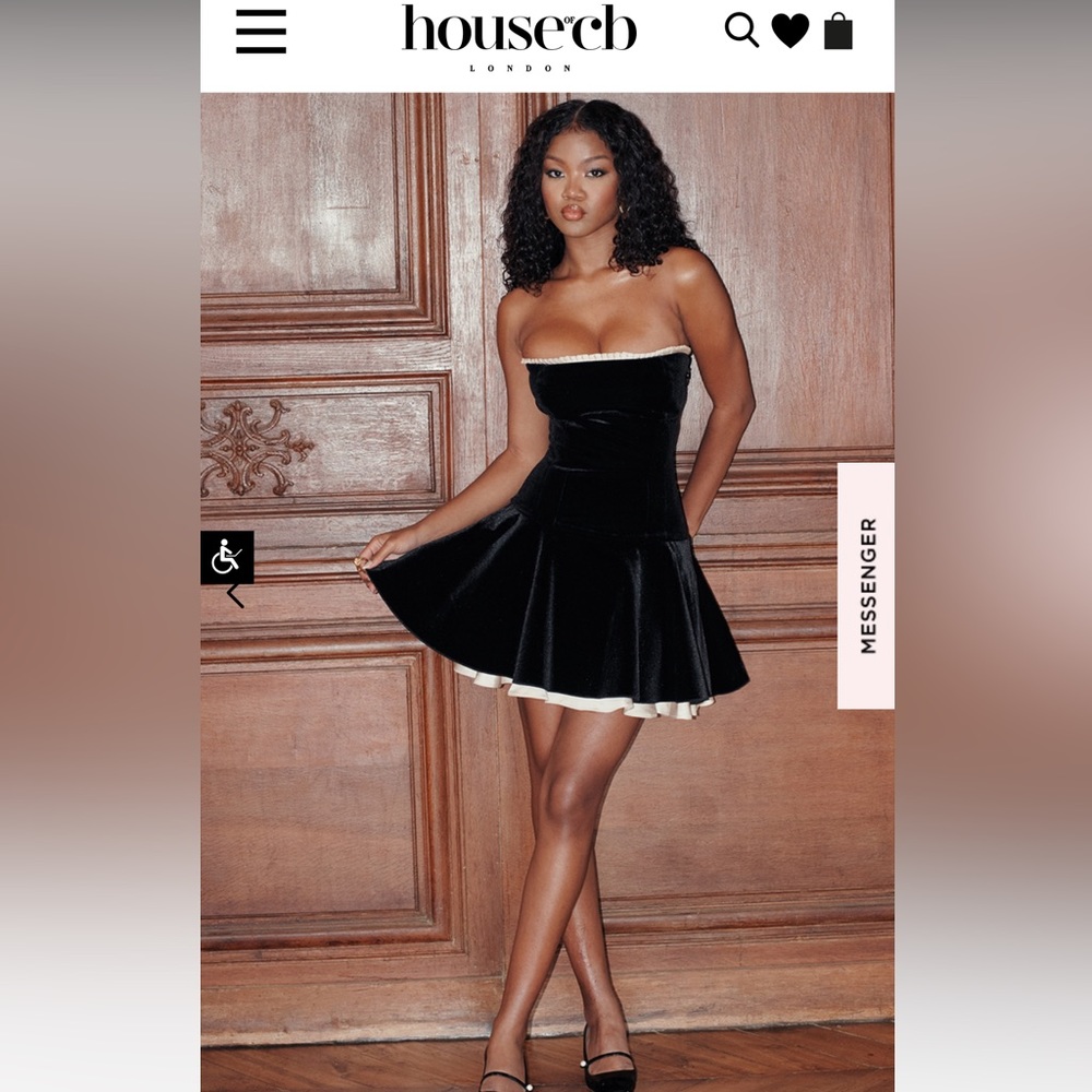 House of CB Marilla black velvet strapless dress